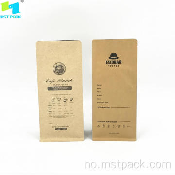 Kraft Paper Coffee Packaging Bag med ventil